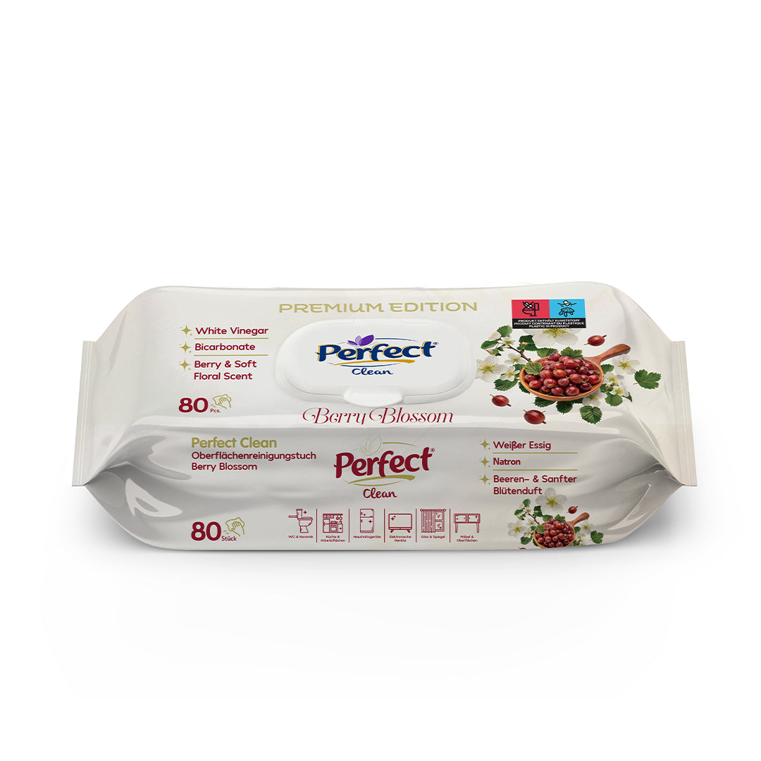 Perfect Clean Premium Oberflächen-Reinigungstücher Berry Blossom – 80 Stück