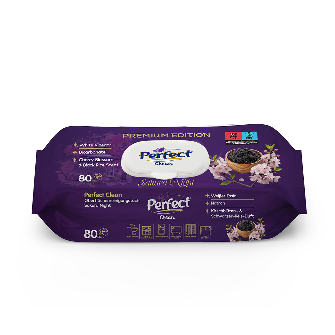 Perfect Clean Oberflächen-Reinigungstücher Sakura Night – 80 Stück